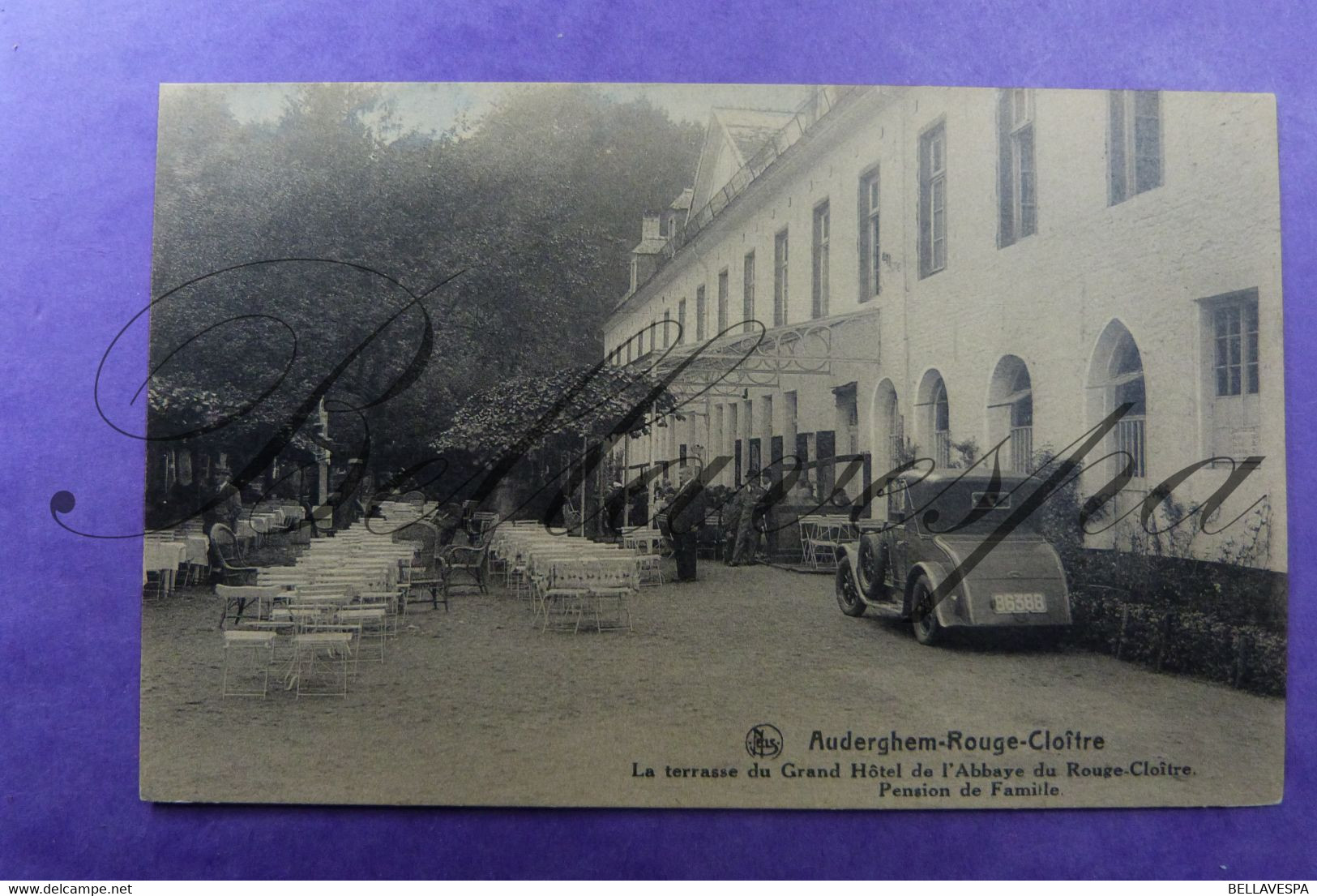 Auderghem Oudergem . Grand  Hotel Abbaye Rouge Cloitre . Terrasse  (auto nummerplaat 86388)