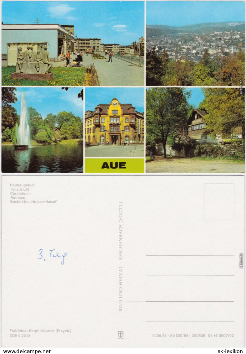 Aue (Erzgebirge) Aue, Neubaugebiet, Teilansicht,Gaststätte "Hutzen-Haisel" 1984