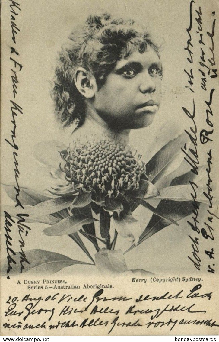 australia, Dusky Aboriginal Princess, Flower (1906) Postcard