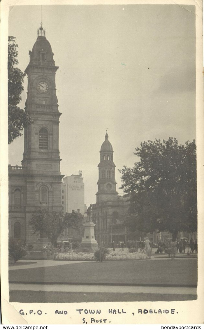 australia, SA, ADELAIDE, General Post Office and Town Hall (1950) RPPC Postcard