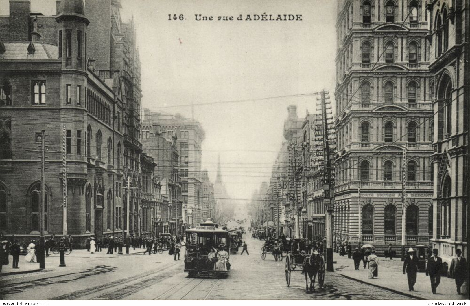 australia, SA, ADELAIDE, Street Scene, Tram (1910s) Postcard