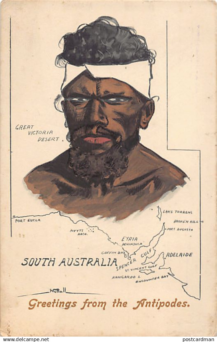 Australia - South Australia - Aboriginal Australian - Aborigines - Greetings from the Antipodes - Publ. V.S.M.