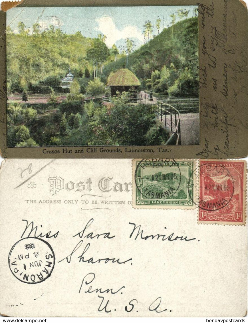 australia, TAS, LAUNCESTON, Crusoe Hut and Cliff Grounds (1905) Postcard