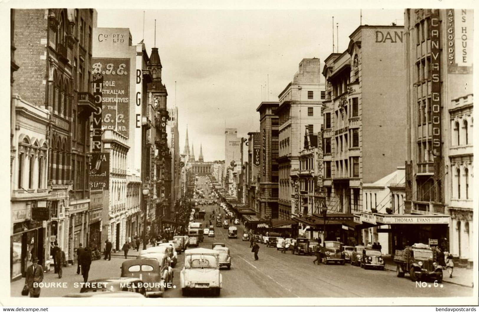 australia, VIC, MELBOURNE, Bourke Street (1950s) Valentine's RPPC Postcard