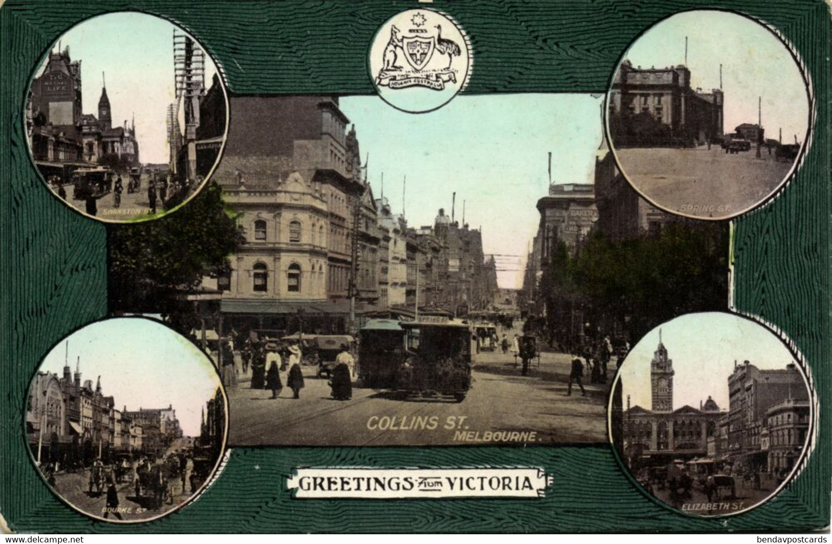 australia, VIC, MELBOURNE, Collins Street, Tram (1910s) Postcard