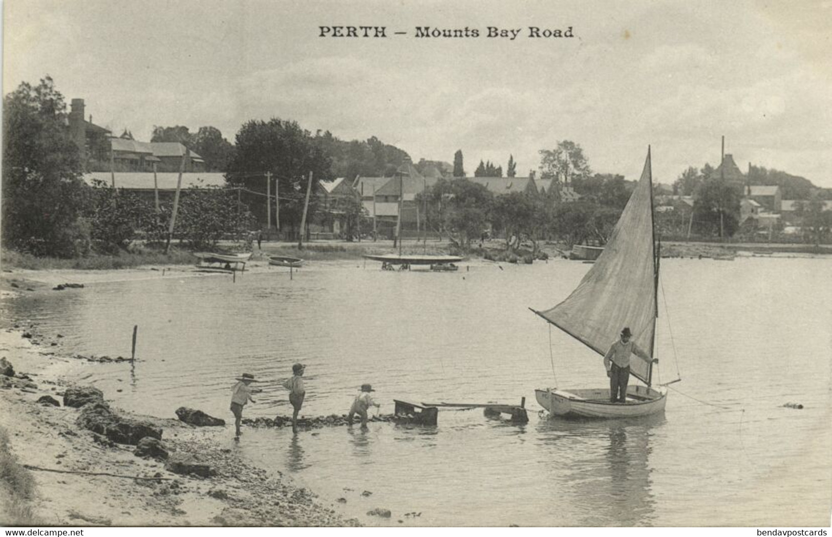 australia, WA, PERTH, Mounts Bay Road, Sailing Boat (1900s) Postcard