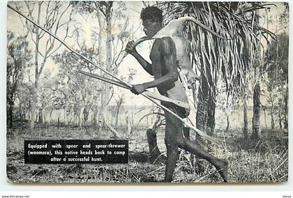 Australie - Aborigènes - Equipped with spear ans spear-thrower (woomera) - Chasse au kangourou