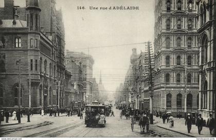 australia, SA, ADELAIDE, Street Scene, Tram (1910s) Postcard