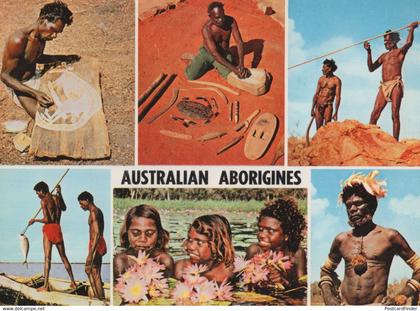 Australian Aborigines Fishing Multi View Postcard