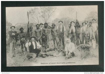 Australie - Natives of West Australie Goldfields ( or belle animation Ed. Messageries Maritimes dos précurseur )