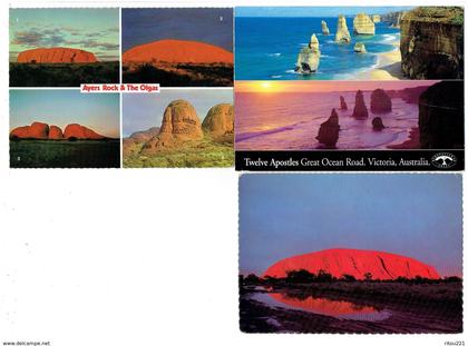 lot 3 cpm - Australie AUSTRALIA - AYERS ROCK & THE OLGAS - APOSTLES -