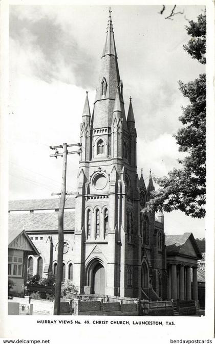 australia, TAS, LAUNCESTON, Christ Church (1950s) Murray Views RPPC Postcard