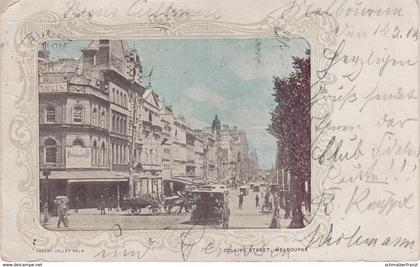 Litho Passepartout AK Melbourne Collins Street Tram Tramway Hotel ? Victoria VIC Australia Australien Australie