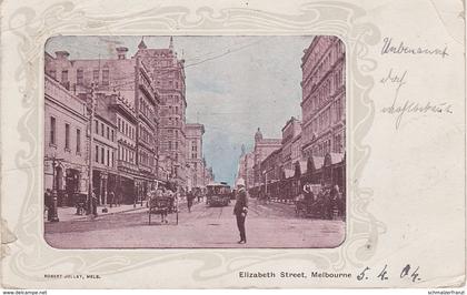 Litho Passepartout AK Melbourne Elizabeth Street Tram Tramway Hotel ? Victoria VIC Australia Australien Australie