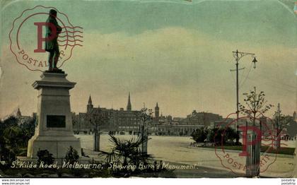 St Kilda Road Melbourne Showing Burn's Monument  VIC Victoria  AUSTRALIA