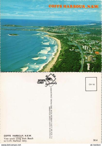 Coffs Harbour Park Beach Harbour Jetty Aerial View, Luftaufnahme 1970