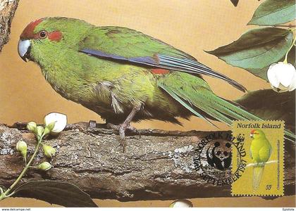 1987 - NORFOLK ISLAND (Australia) - Red fronted Parrot - Perroquet à calotte rouge WWF