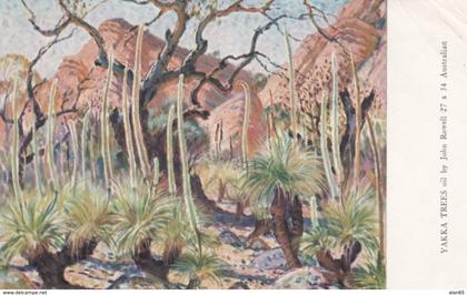 Northern Australia, Rowell Artist Signed Image 'Yakka Trees' Painting on c1950s Vintage Postcard