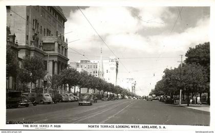 australia, SA, ADELAIDE, North Terrace, Cars, Rose Series RPPC Postcard