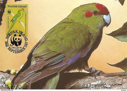 1987 - NORFOLK ISLAND (Australia) - Red fronted Parrot - Perroquet à calotte rouge WWF