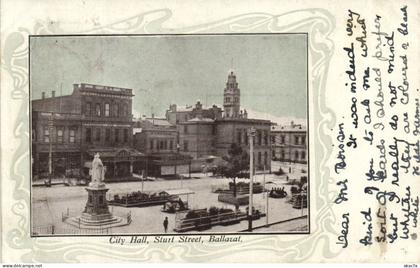 PC AUSTRALIA BALLARAT CITY HALL STURT STREET, Vintage Postcard (b53788)