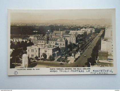 D155773  Australia  -SA  Adelaide - North Terrace Showing the Hills RPPC