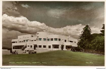 australia, TAS, HOBART, Wrest Point Hotel (1950s) Valentine's RPPC Postcard