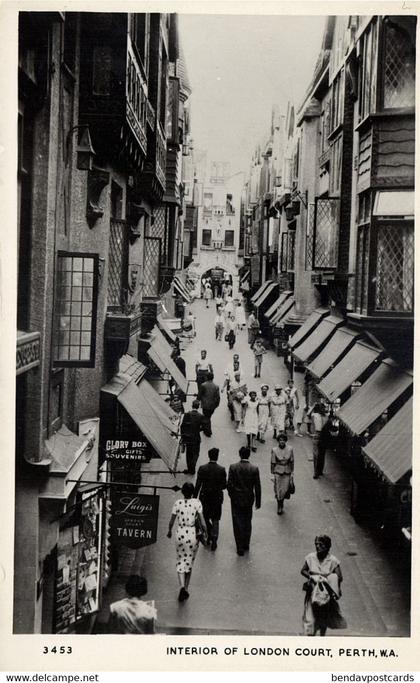 australia, WA, PERTH, Interior of London Court (1950s) C.A. Pitt RPPC Postcard