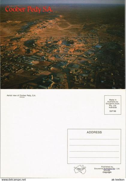 Postcard Coober Pedy Aerial view of Coober Pedy, Luftaufnahme 1970