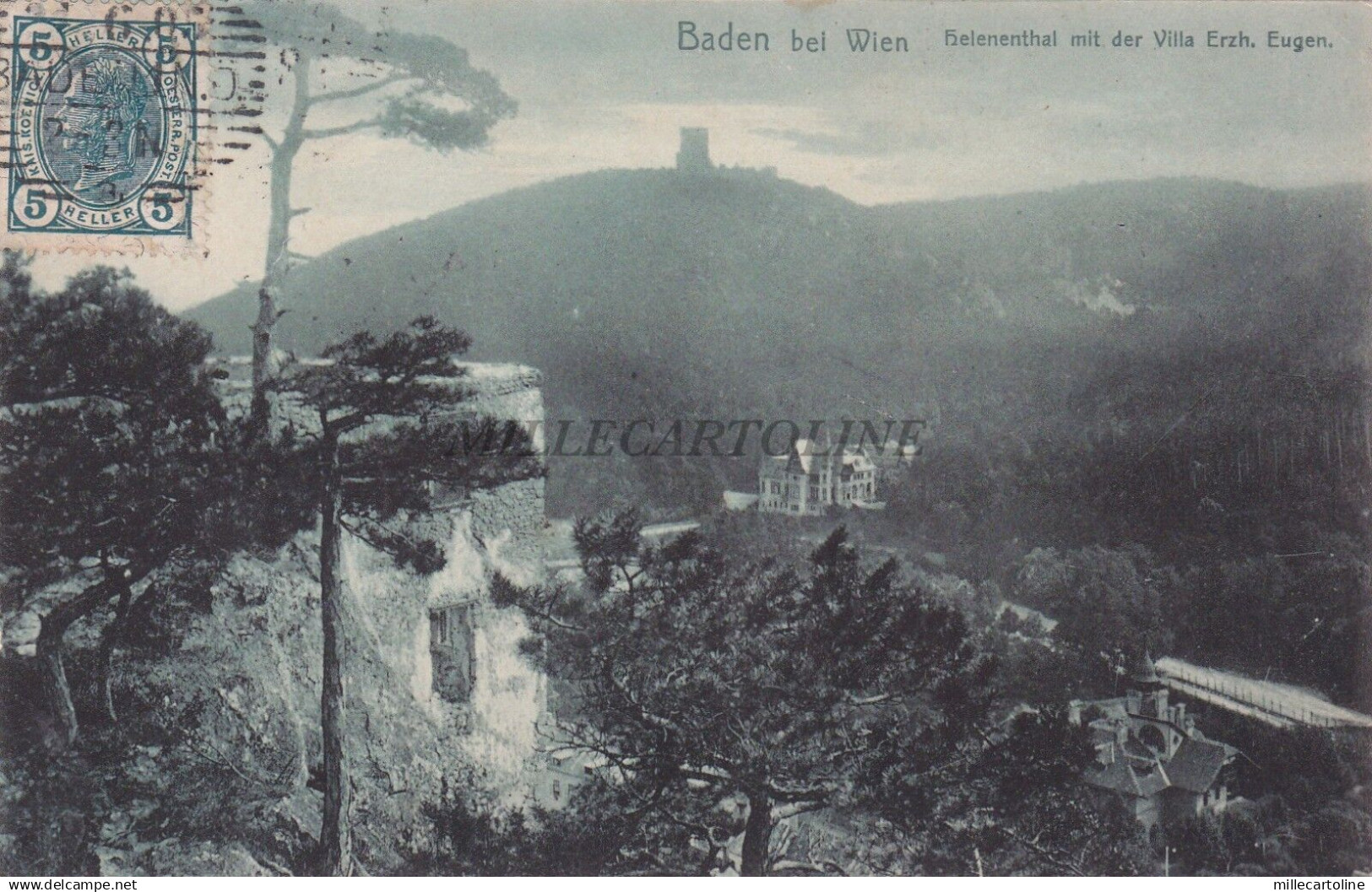 AUSTRIA - Baden bei Wien - Helenental mit der Villa Erzh.Eugen 1905