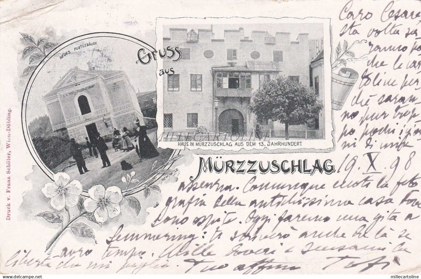 AUSTRIA - Murzzuschlag - Gruss aus Murzzuschlag - Postgebaude - Haus - 1898