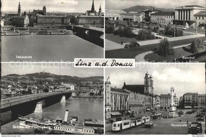 72178012 Linz Donau Bahnhof Hauptplatz Bruecke mit Postlingberg