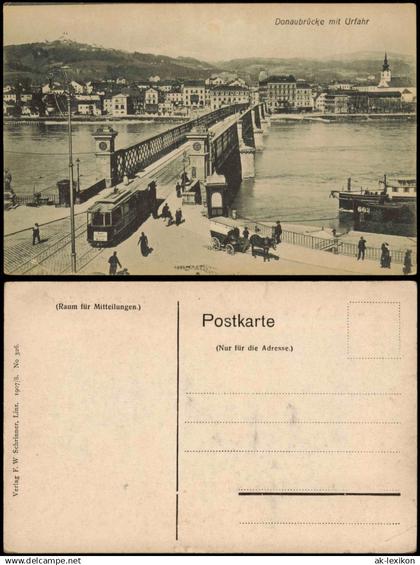 Ansichtskarte Urfahr-Linz Donaubrücke mit Urfahr 1907