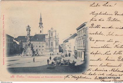 AUSTRIA - St. Pölten - Rathausplatz mit Franziskanerkirche