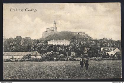 AK Güssing, Teilansicht mit Burg