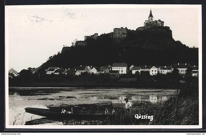 AK Güssing, Uferpartie mit Blick zum Schloss