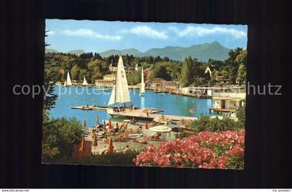 72064092 Velden Woerthersee Alpenseebad Strand Segelboote Velden Woerthersee