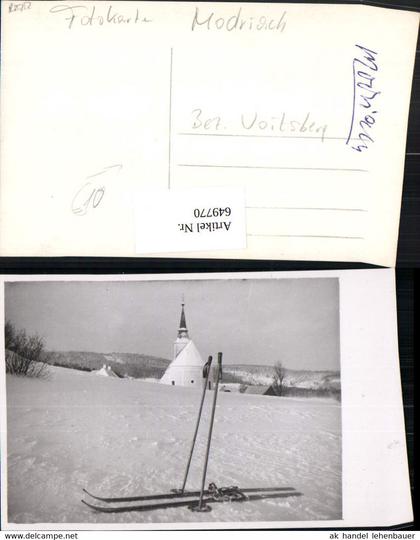 649770,Foto Ak Modriach Edelschrott Ansicht m. Kirche Winteransicht