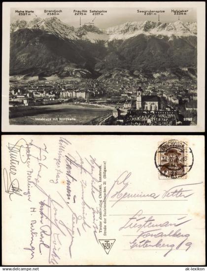 Ansichtskarte Innsbruck Innsbruck mit Nordkette 1937