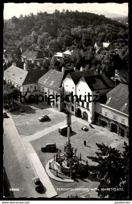 ALTE POSTKARTE PERCHTOLDSDORF MARKTPLATZ Bus Motorrad motorbike moto Niederösterreich AK Ansichtskarte postcard cpa