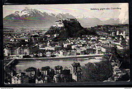 Salzbourg 1912 Carte postale 100% oblitéré Salzbourg contre les montagnes de l'Untersberg