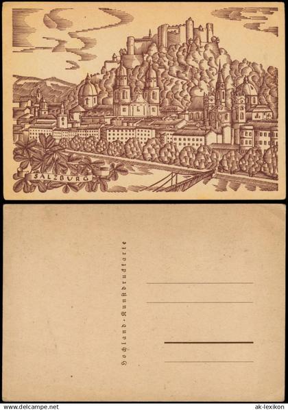 Ansichtskarte Salzburg Künstlerkarte - Stadt 1938