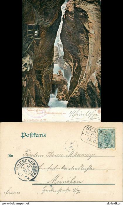 Ansichtskarte St. Johann im Pongau Lichtensteinklamm 1903