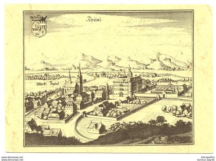 Spittal an der Drau nach einem Stich von Merian 1656 old unused postcard b180702