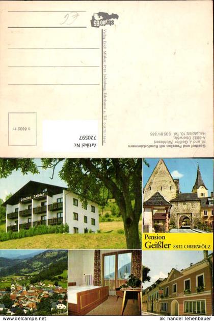 720597 Mehrbild AK Oberwölz Gasthof Pension Geißler Ortsmotiv Zimmer