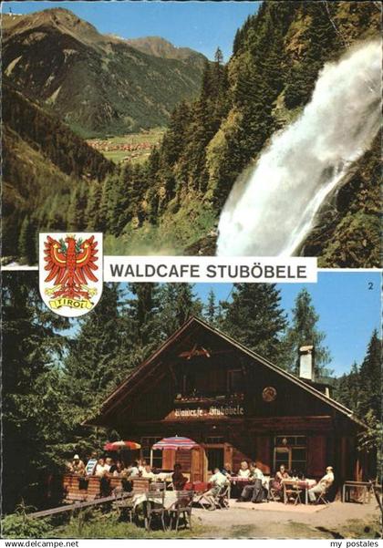 71419972 Umhausen Tirol Waldcafe Stub?bele u.Stubenfall mit Blick auf Umhausen