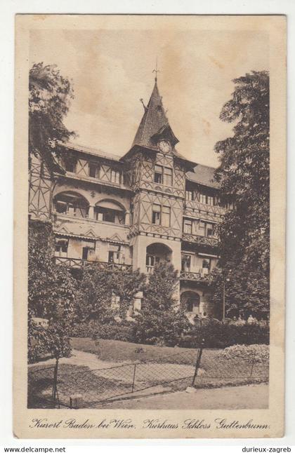 Baden bei Wien Kurhaus Schloss Gutterbrunn old postcard posted 192? b230720