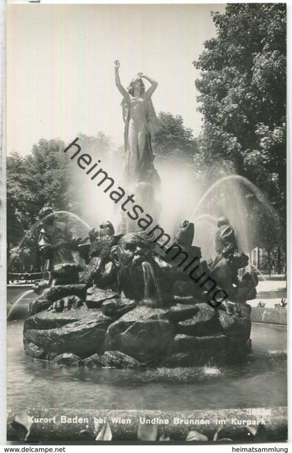 Baden bei Wien - Undine-Brunnen im Kurpark - Foto-Ansichtskarte - Verlag P. Ledermann Wien 1941