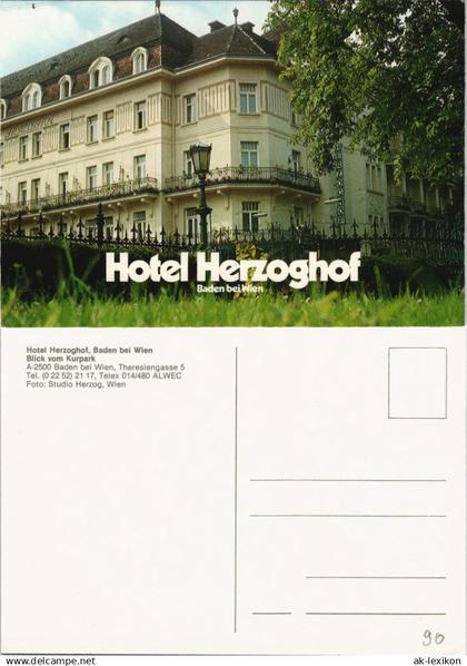 Baden (bei Wien) Hotel Herzoghof, Baden bei Wien Blick vom Kurpark 1990