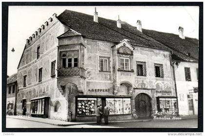 7699 - alte Foto Ansichtskarte - Eggenburg - Bemaltes Haus - gel 1962